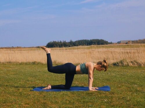 A yoga glute (bum) and back of thigh strengthener