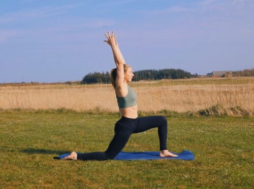 A yoga front hip flexor stretch